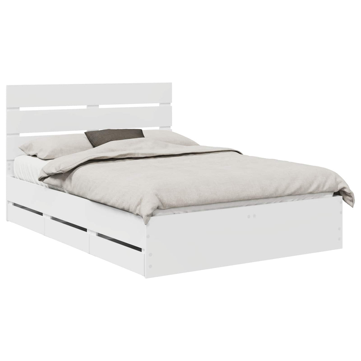 Bed Frame with Drawer White 140 x 190 cm Engineer Wood