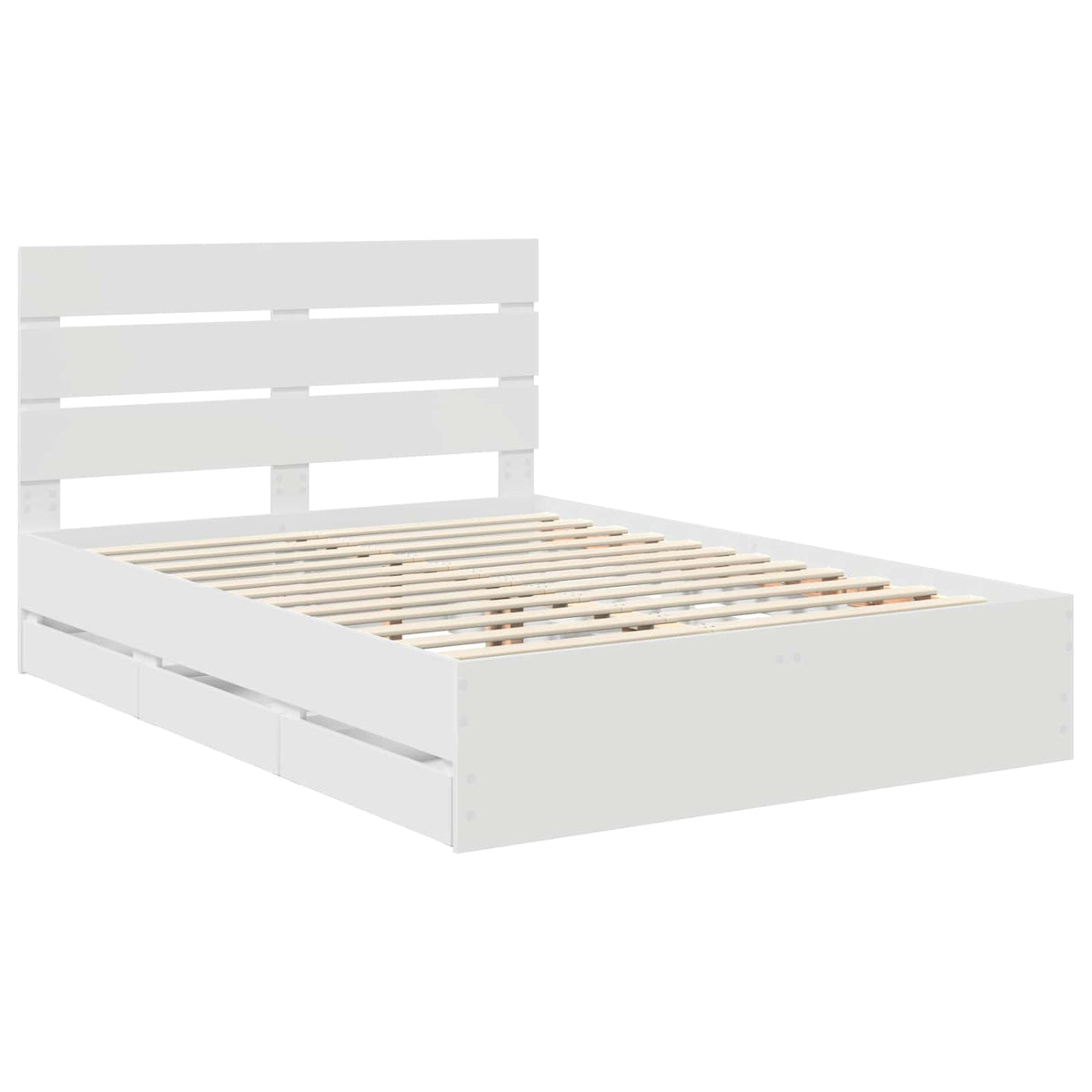 Bed Frame with Drawer White 140 x 190 cm Engineer Wood