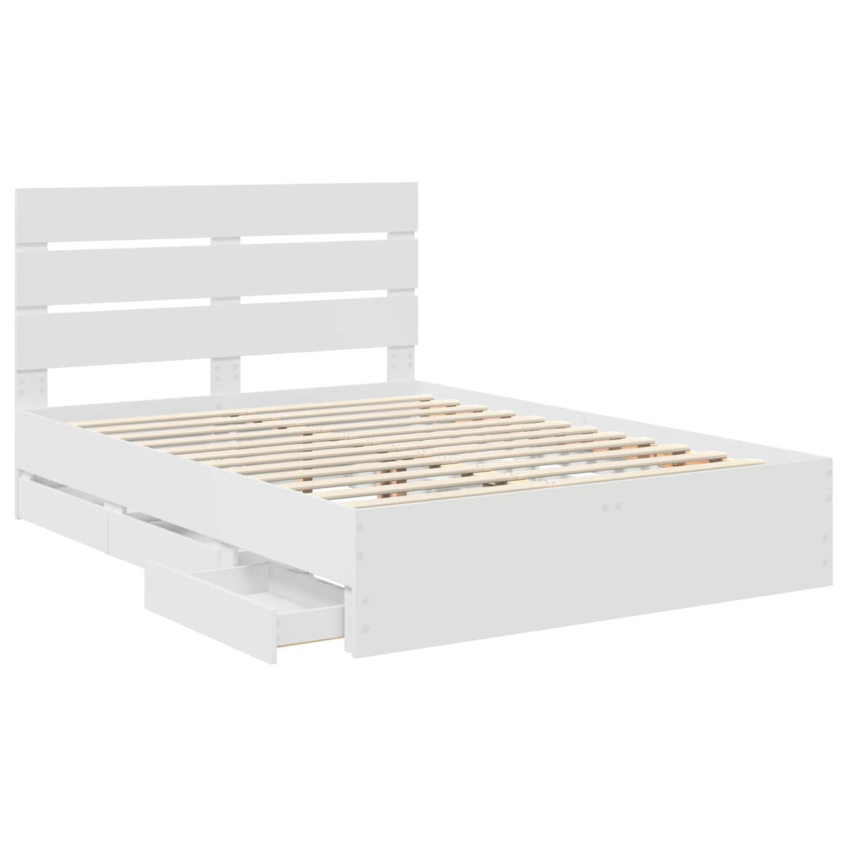 Bed Frame with Drawer White 140 x 190 cm Engineer Wood