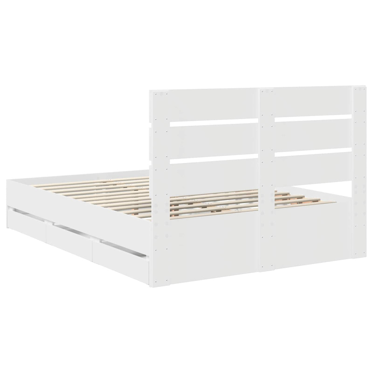 Bed Frame with Drawer White 140 x 190 cm Engineer Wood