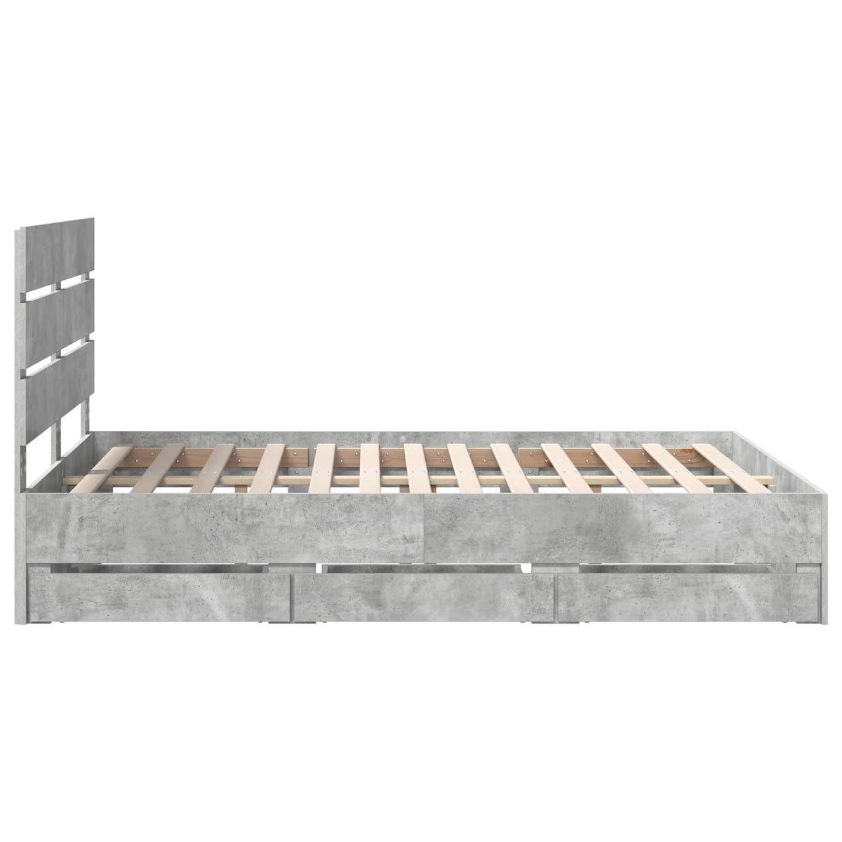 Bed Frame with Drawer Concrete Grey 140 x 190 cm Engineer Wood