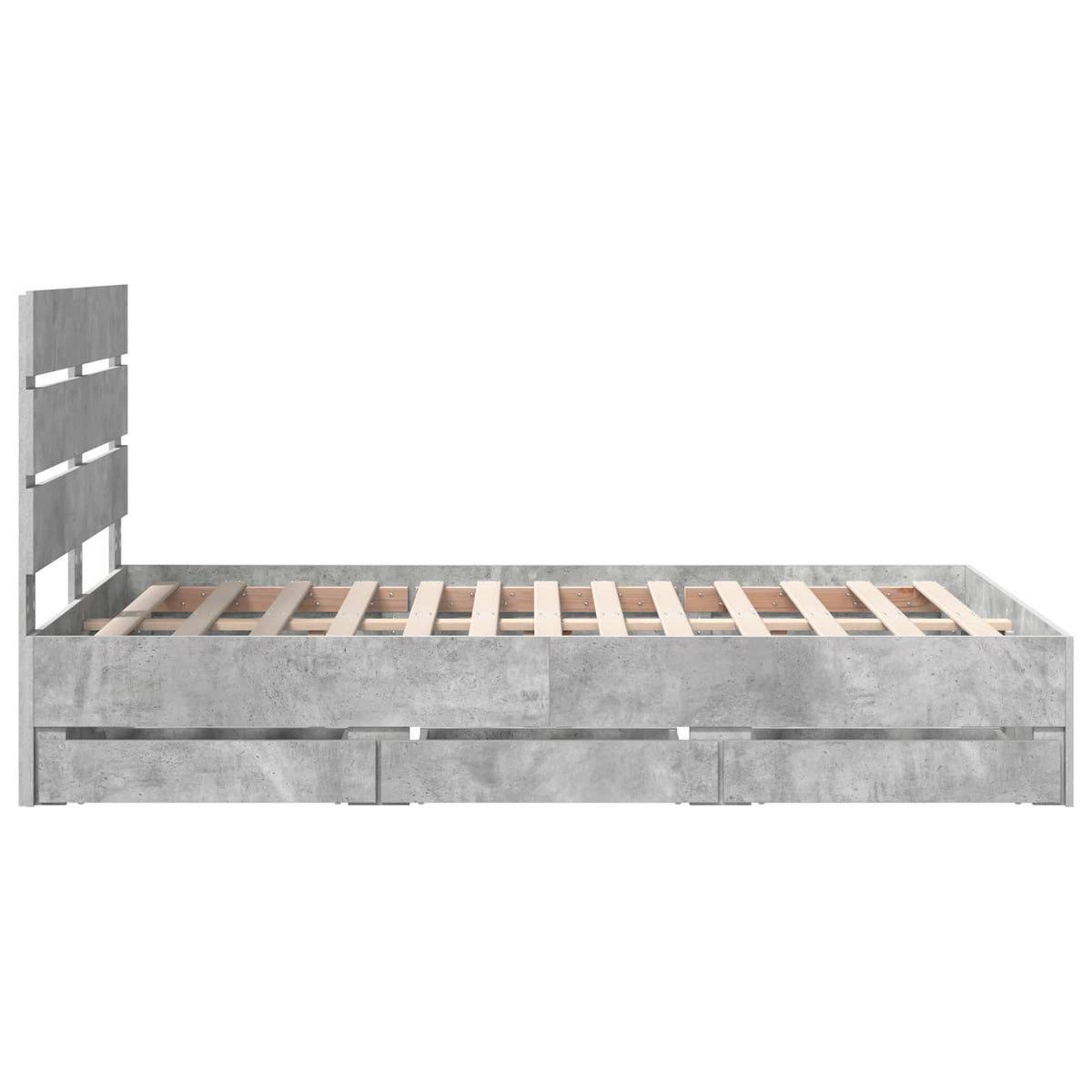 Bed Frame with Drawer Concrete Grey 135 x 190 cm Engineer Wood