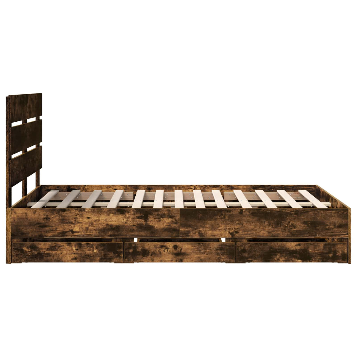 Bed Frame with Drawer Smoked Oak 135 x 190 cm Engineer Wood