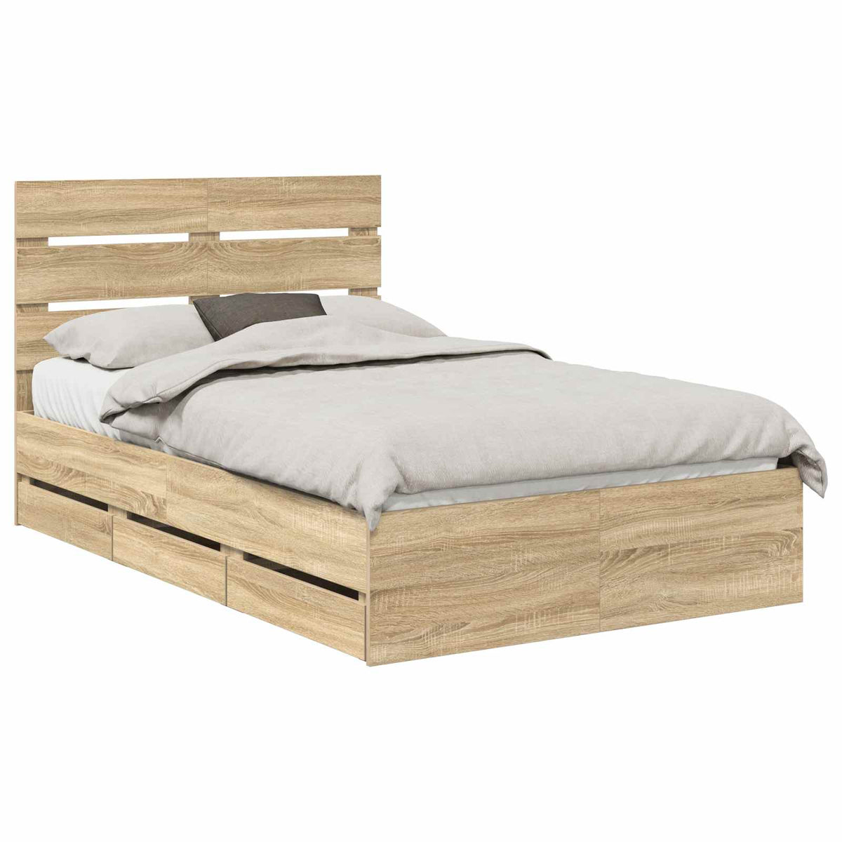 Bed Frame with Drawer Sonoma Oak 120 x 190 cm Engineer Wood