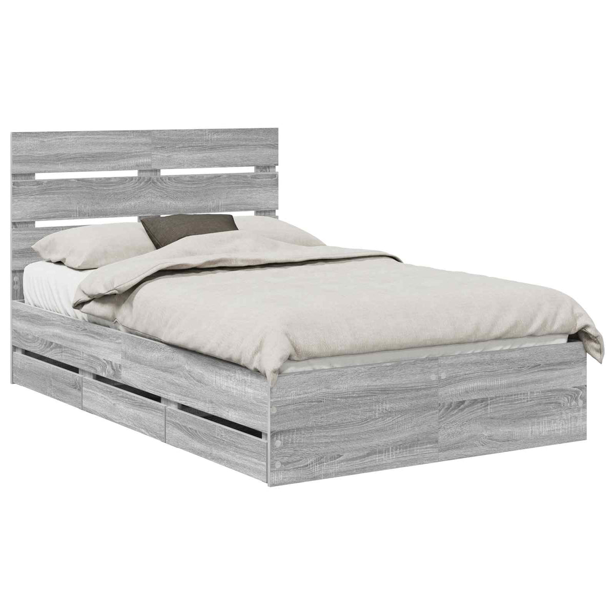 Bed Frame with Drawer Grey Sonoma 120 x 190 cm Engineer Wood