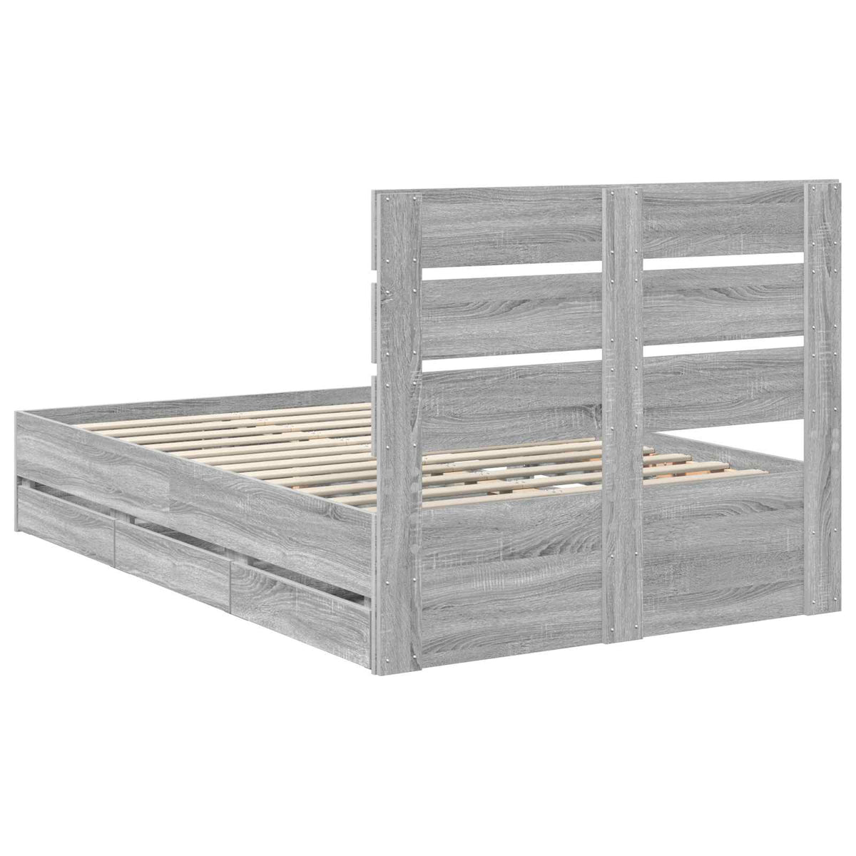 Bed Frame with Drawer Grey Sonoma 120 x 190 cm Engineer Wood