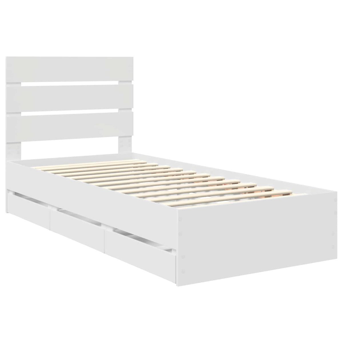 Bed Frame with Drawer White 100 x 200 cm Engineer Wood
