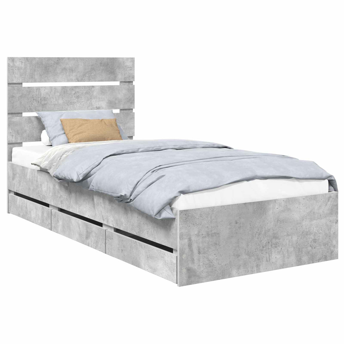 Bed Frame with Drawer Concrete Grey 90 x 200 cm Engineer Wood