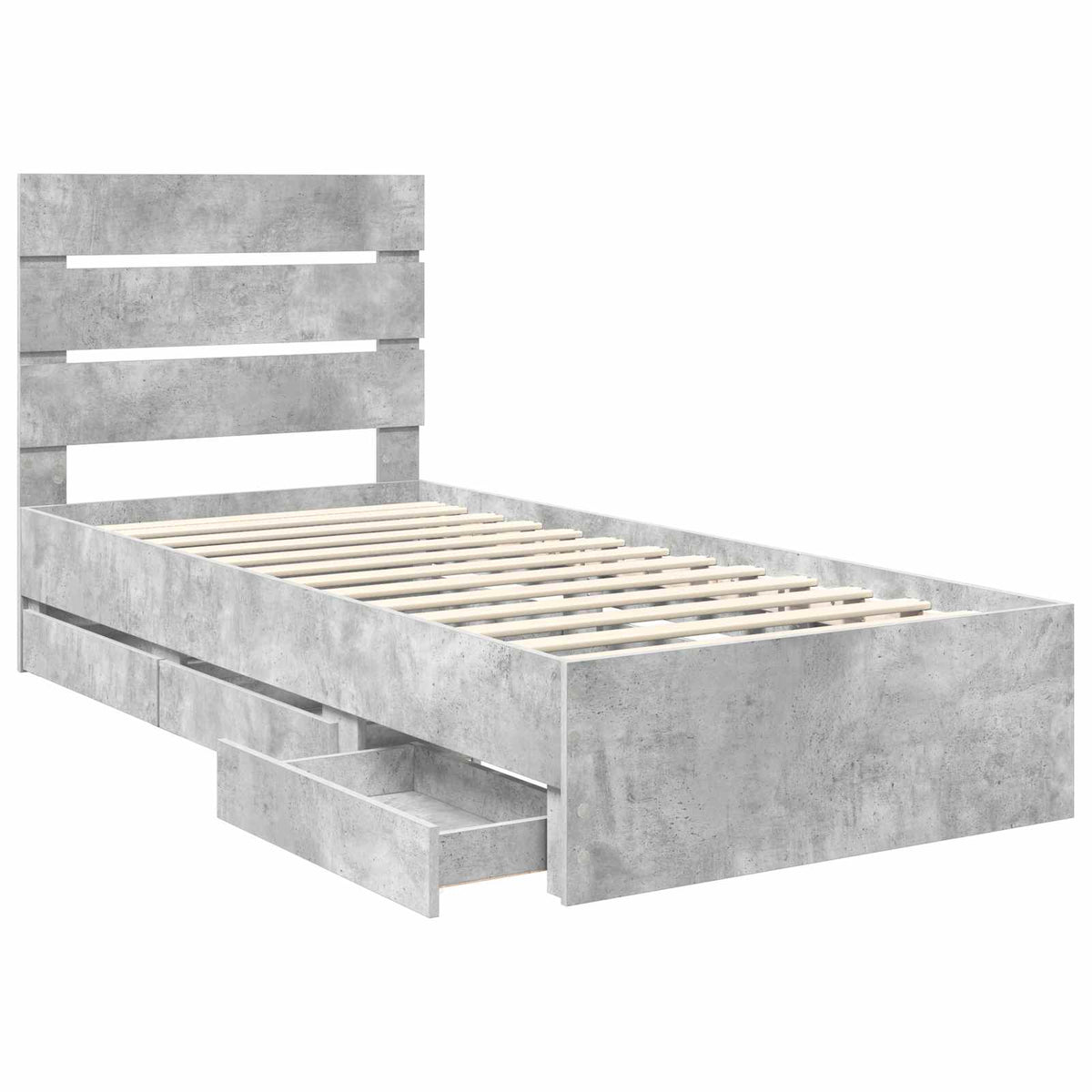 Bed Frame with Drawer Concrete Grey 90 x 200 cm Engineer Wood
