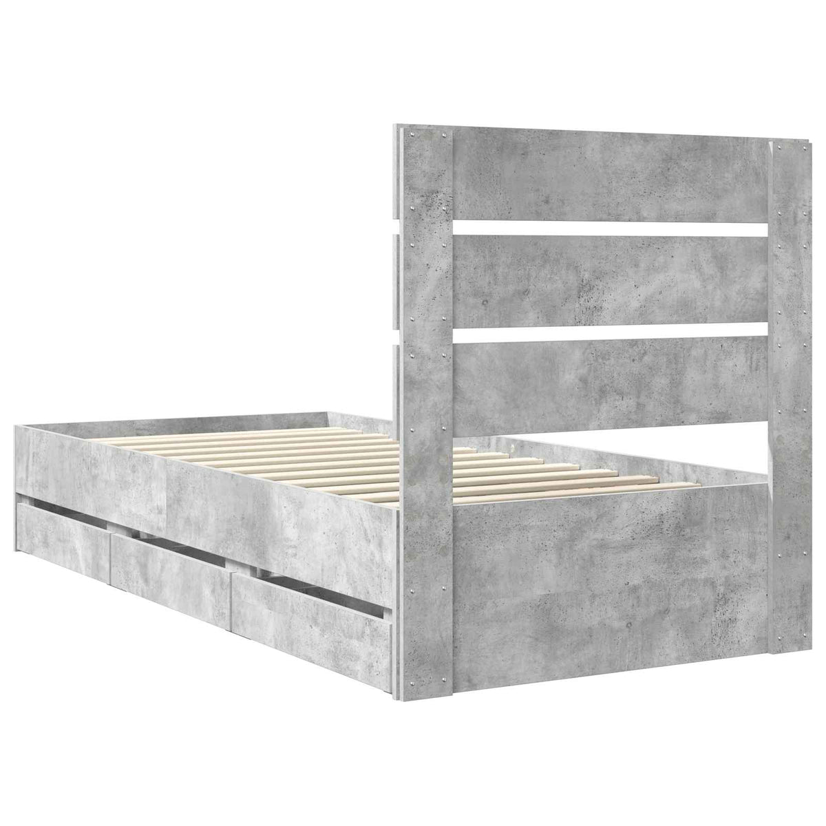Bed Frame with Drawer Concrete Grey 90 x 200 cm Engineer Wood