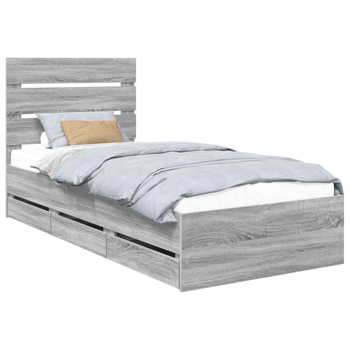 Bed Frame with Drawer Grey Sonoma 90 x 200 cm Engineer Wood