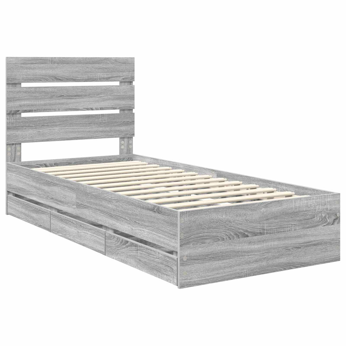 Bed Frame with Drawer Grey Sonoma 90 x 200 cm Engineer Wood