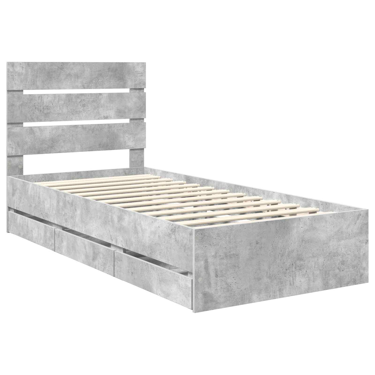 Bed Frame with Drawer Concrete Grey 90 x 190 cm Engineer Wood