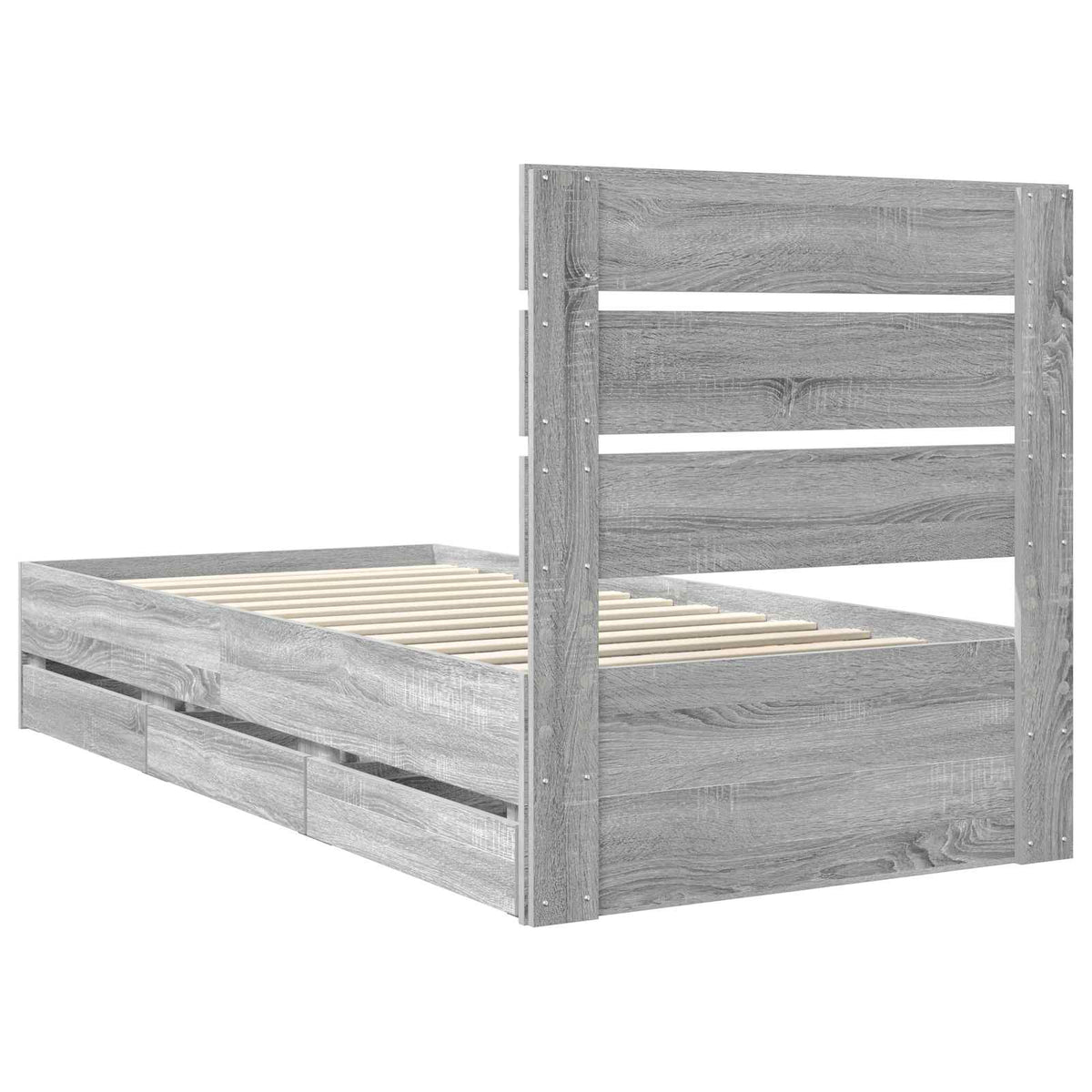 Bed Frame with Drawer Grey Sonoma 90 x 190 cm Engineer Wood