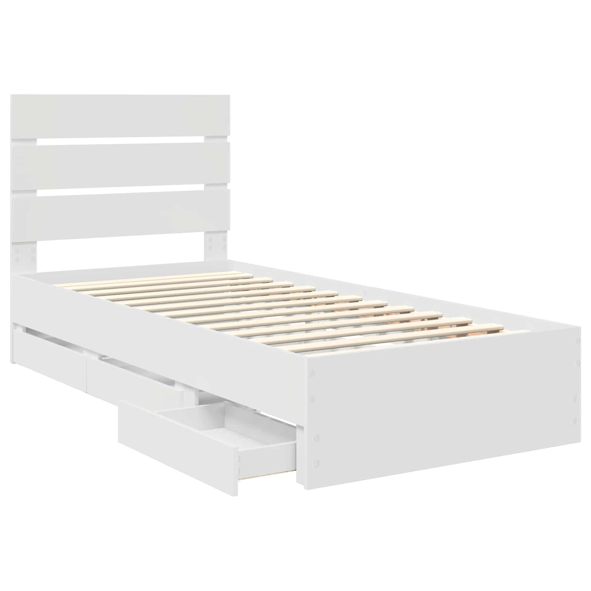 Bed Frame with Drawer White 75 x 190 cm Engineer Wood