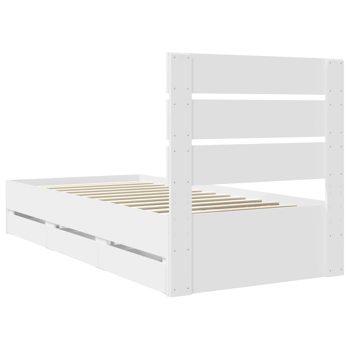 Bed Frame with Drawer White 75 x 190 cm Engineer Wood