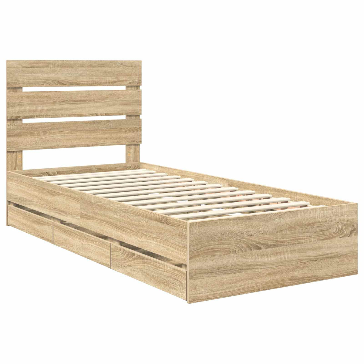 Bed Frame with Drawer Sonoma Oak 75 x 190 cm Engineer Wood