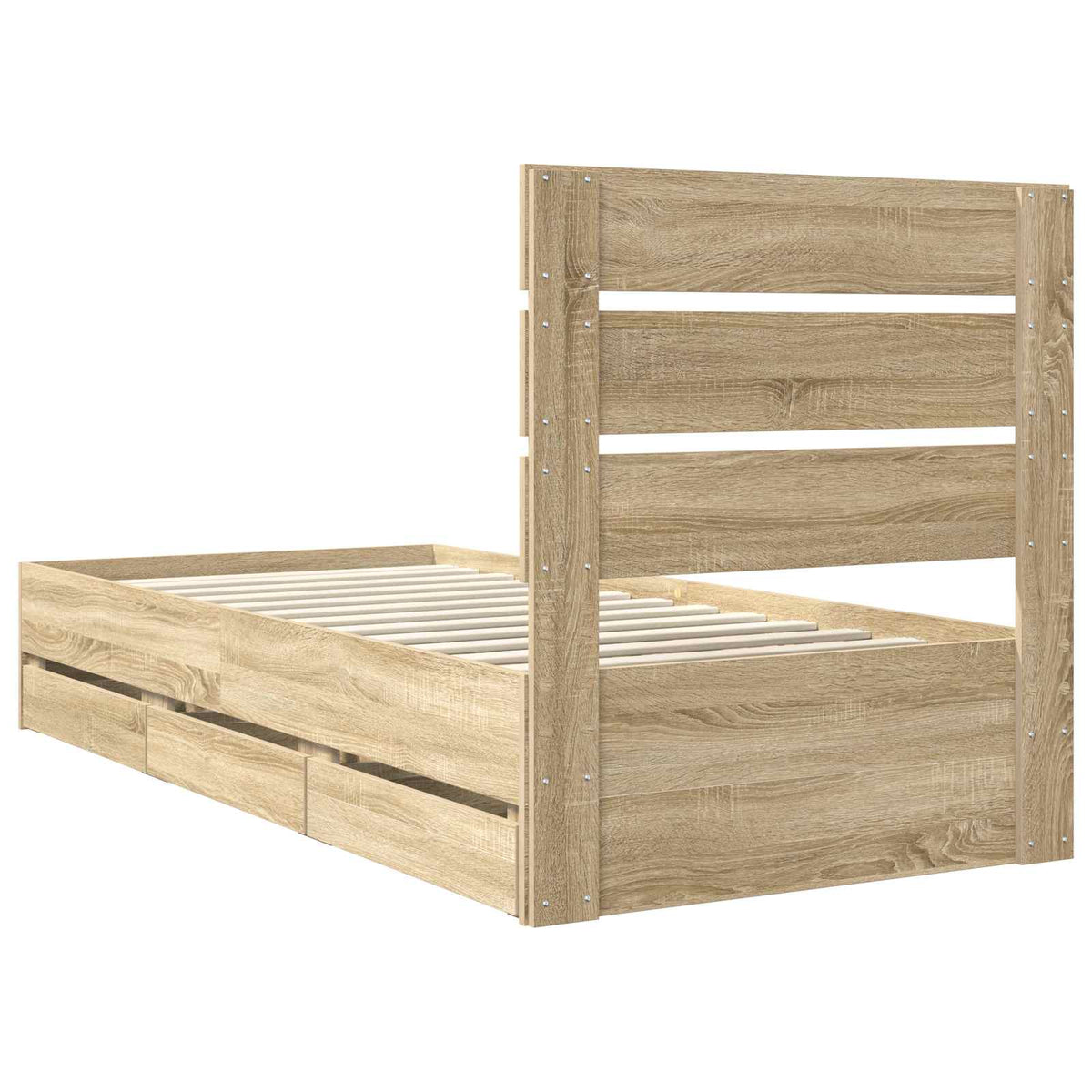 Bed Frame with Drawer Sonoma Oak 75 x 190 cm Engineer Wood