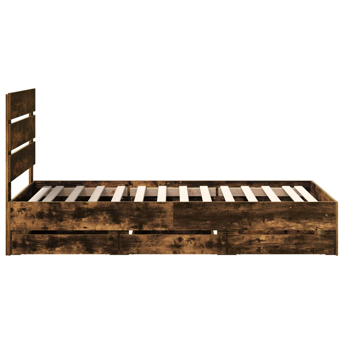 Bed Frame with Drawer Smoked Oak 75 x 190 cm Engineer Wood