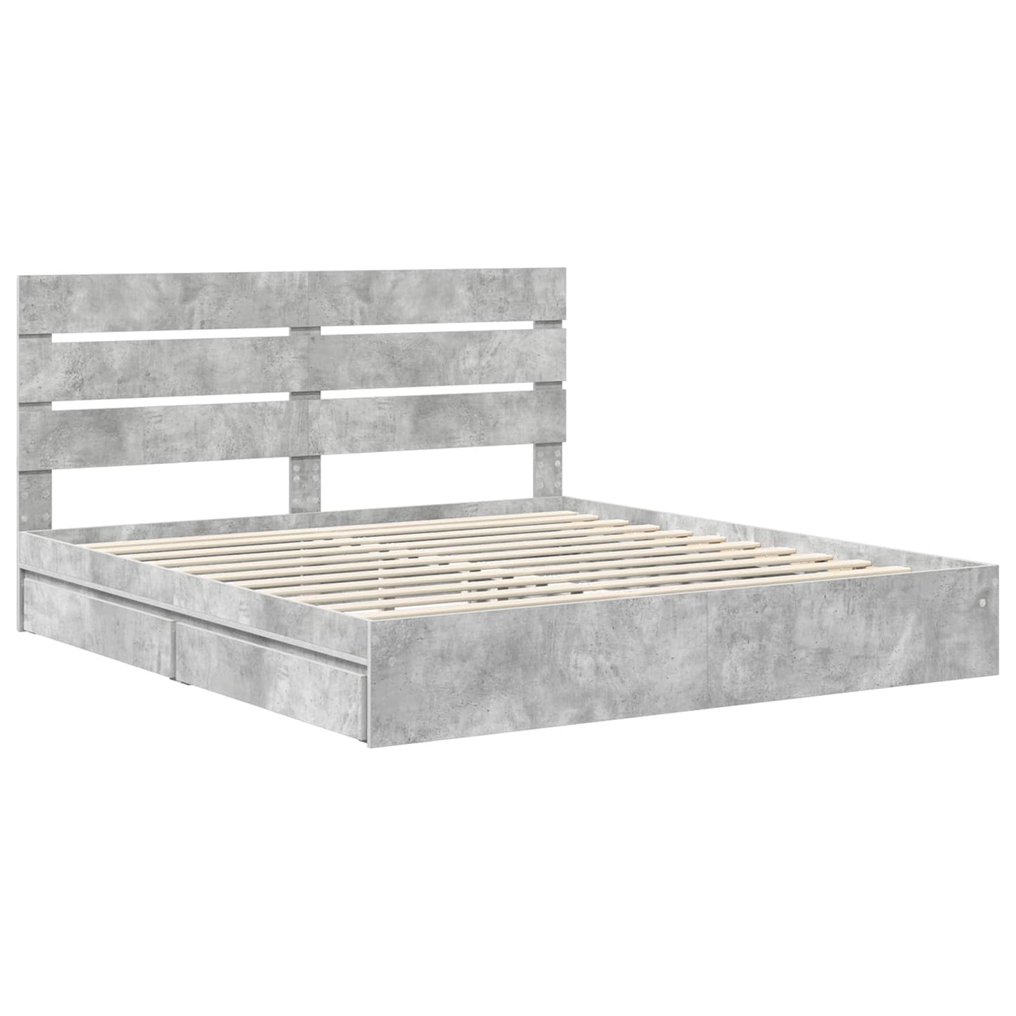 Storage Bed Concrete Grey 200 x 200 cm Engineered Wood