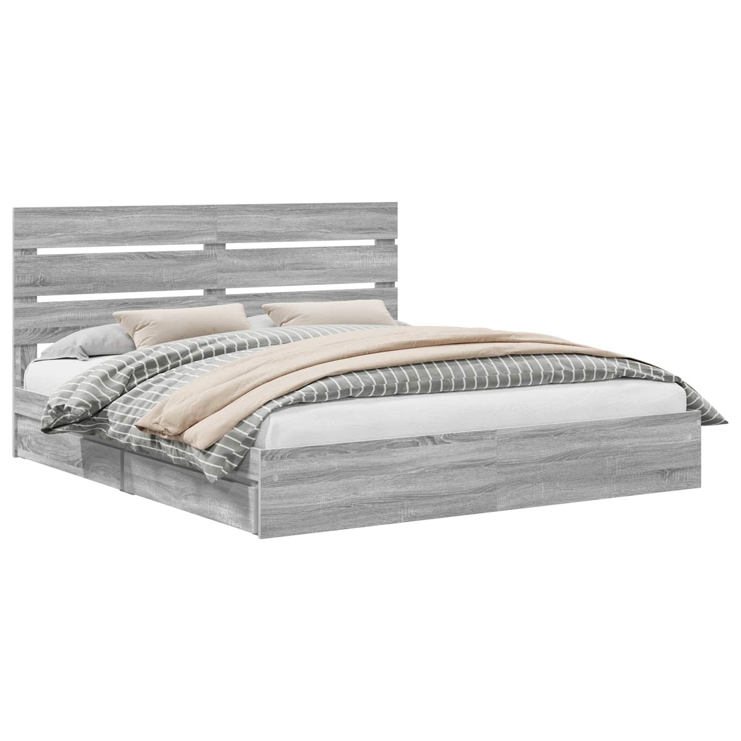 Storage Bed Grey Sonoma 200 x 200 cm Engineered Wood