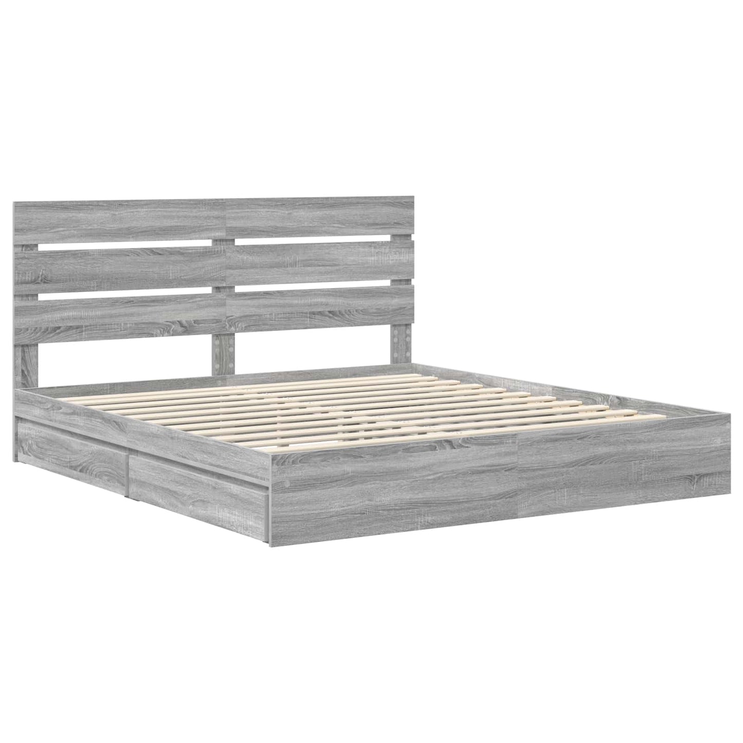 Storage Bed Grey Sonoma 200 x 200 cm Engineered Wood