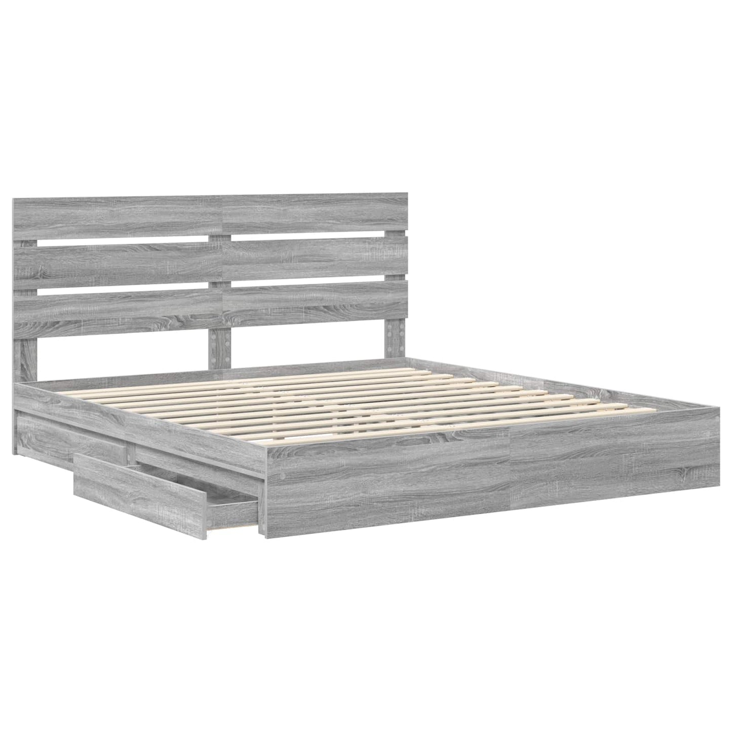 Storage Bed Grey Sonoma 200 x 200 cm Engineered Wood