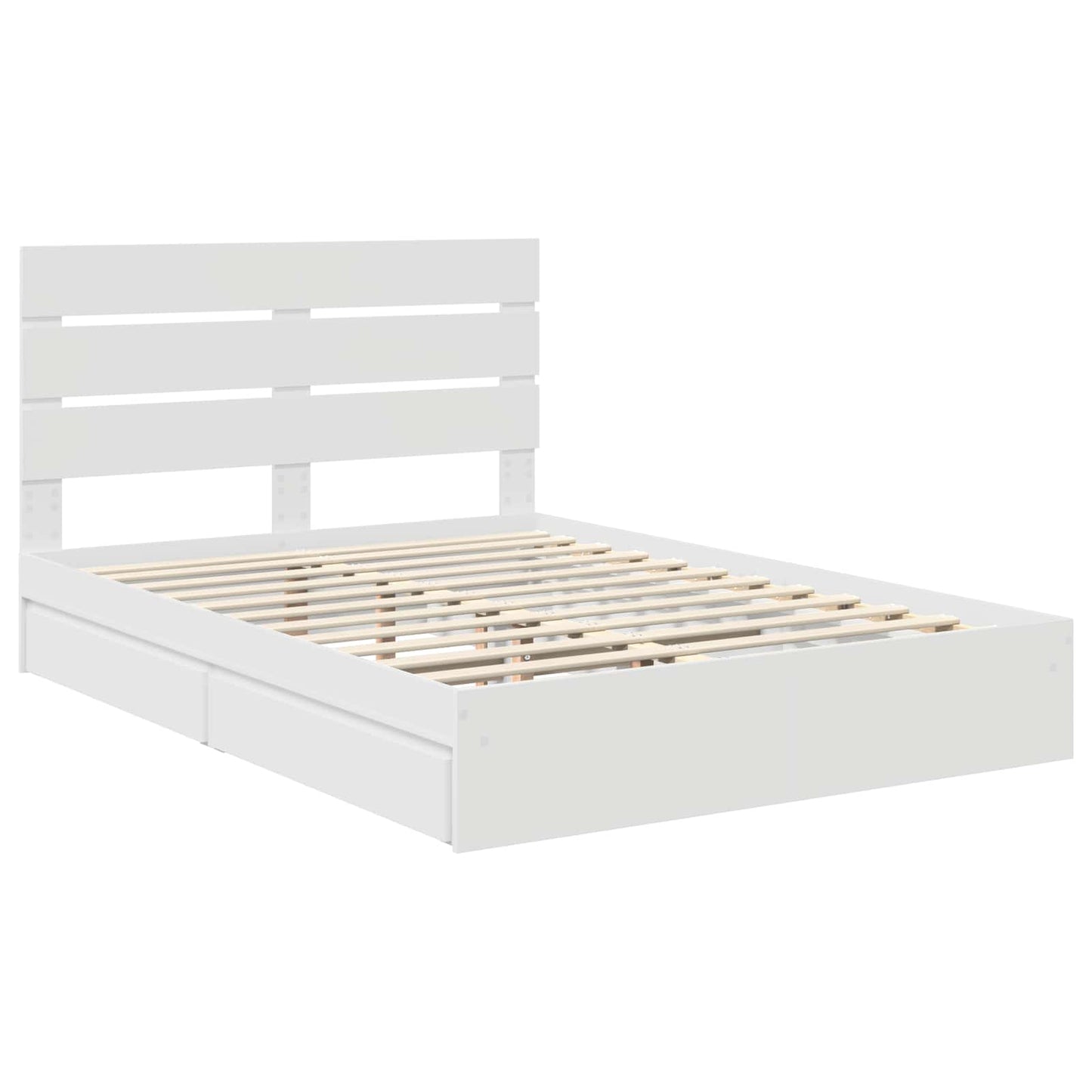 Storage Bed with Headboard White 160 x 200 cm Engineered Wood