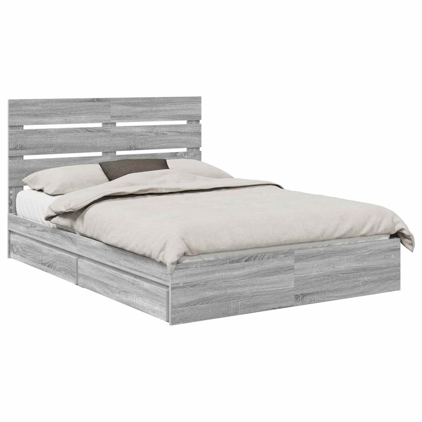 Storage Bed Grey Sonoma 160 x 200 cm Engineered Wood