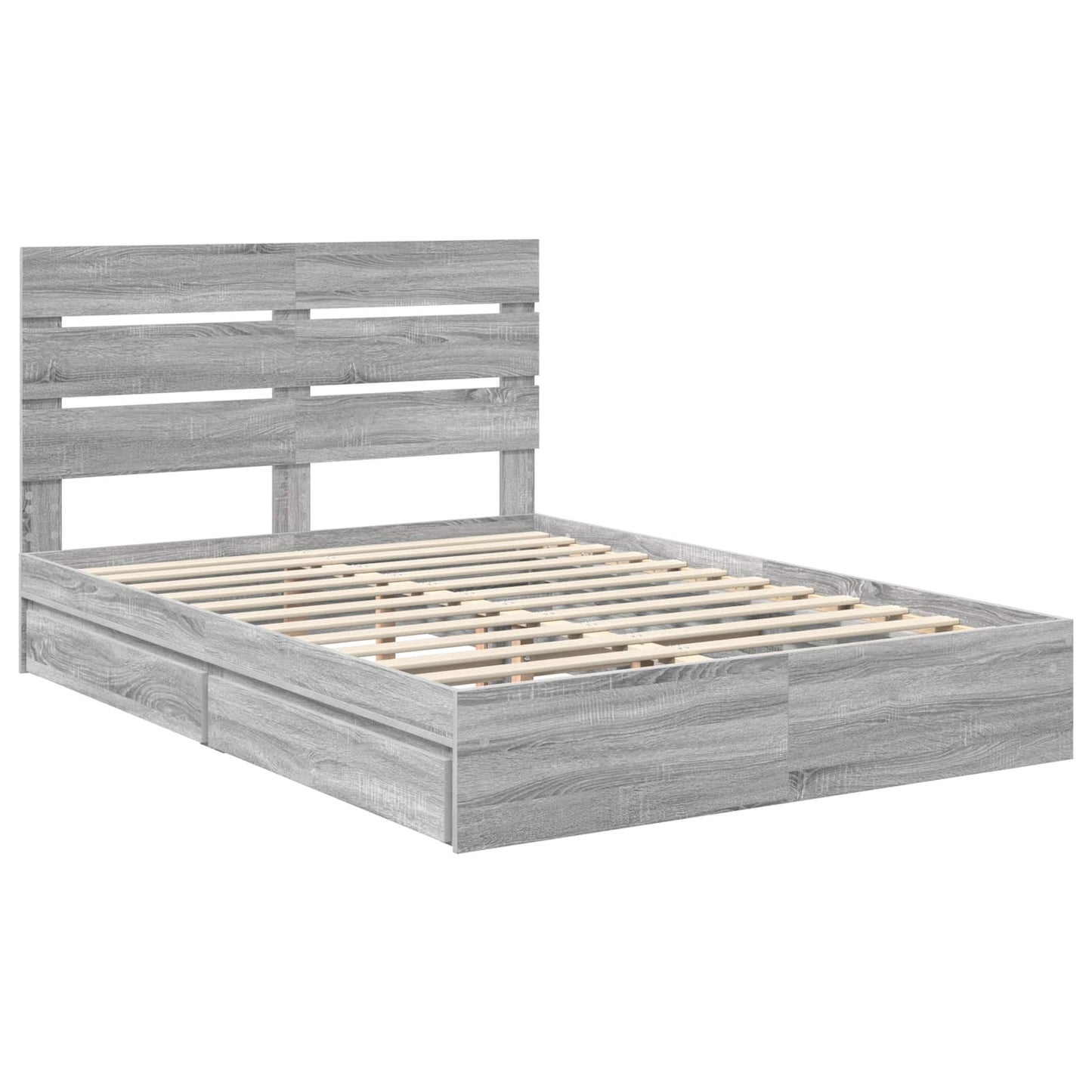 Storage Bed Grey Sonoma 160 x 200 cm Engineered Wood