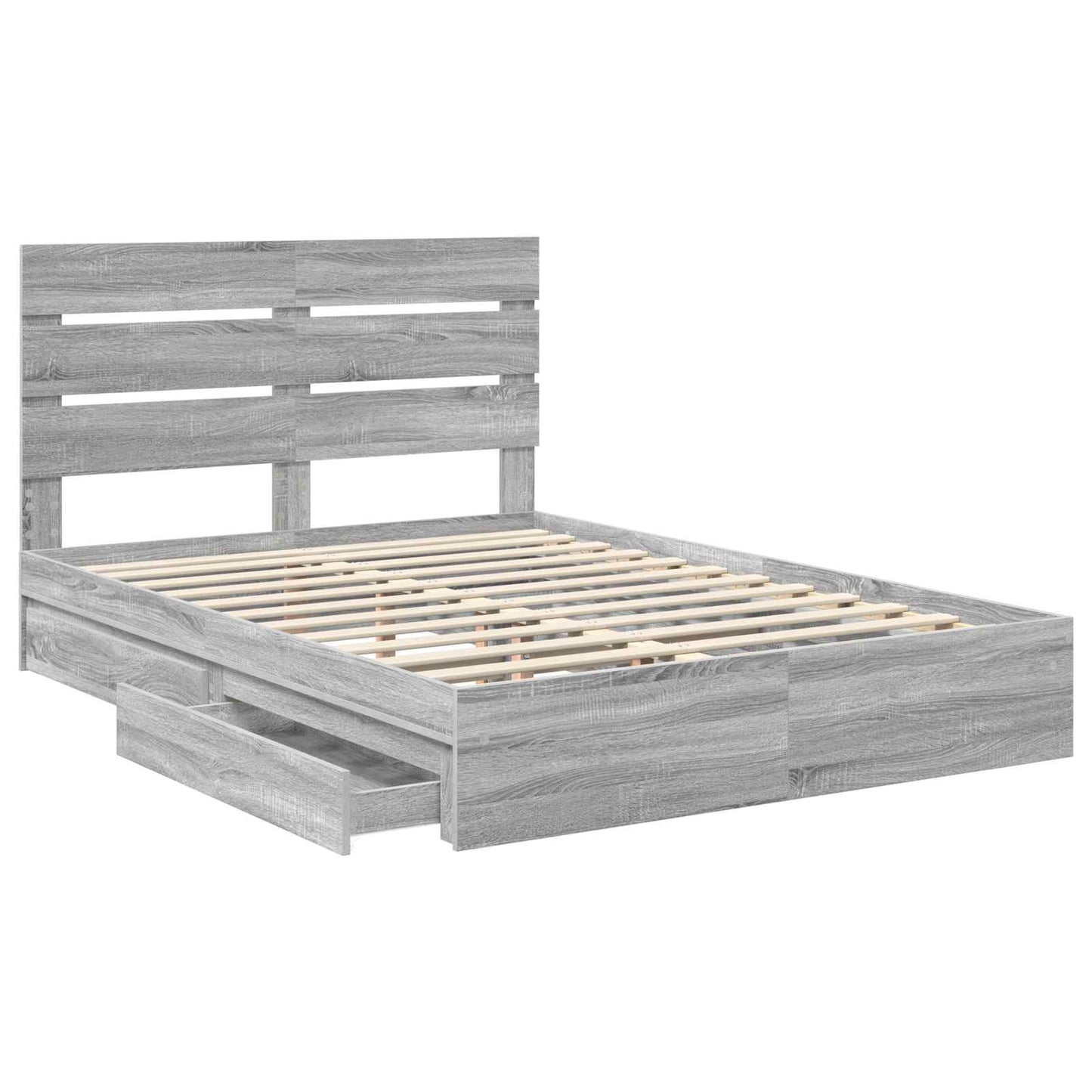 Storage Bed Grey Sonoma 160 x 200 cm Engineered Wood