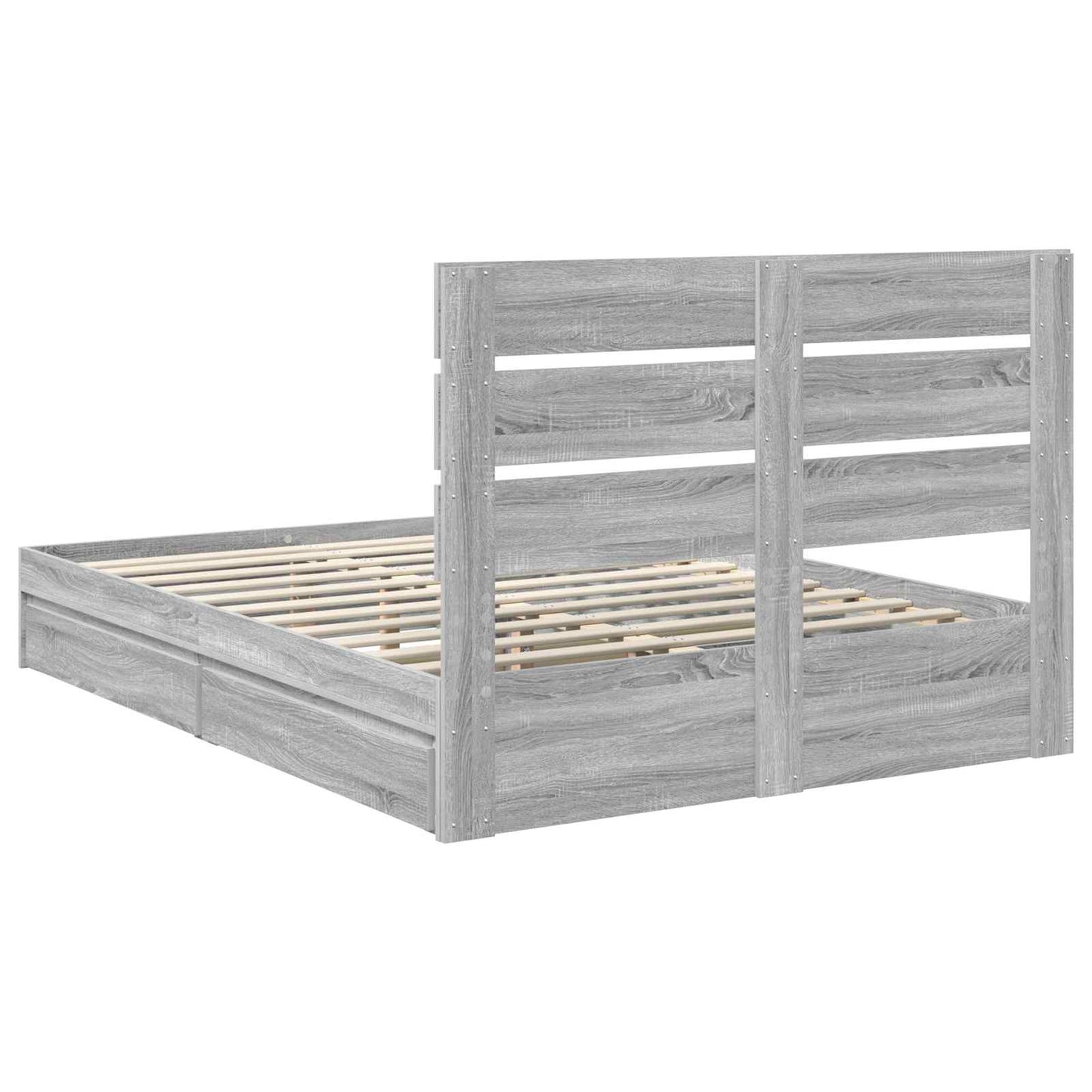 Storage Bed Grey Sonoma 160 x 200 cm Engineered Wood