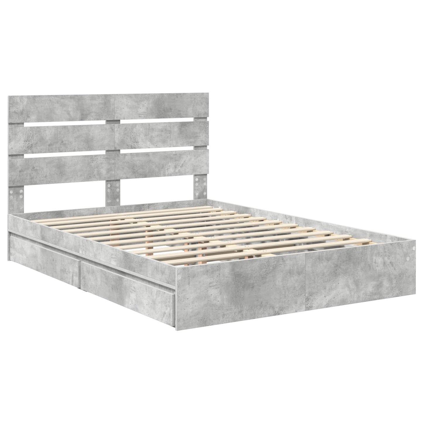 Storage Bed Concrete Grey 150 x 200 cm Engineered Wood
