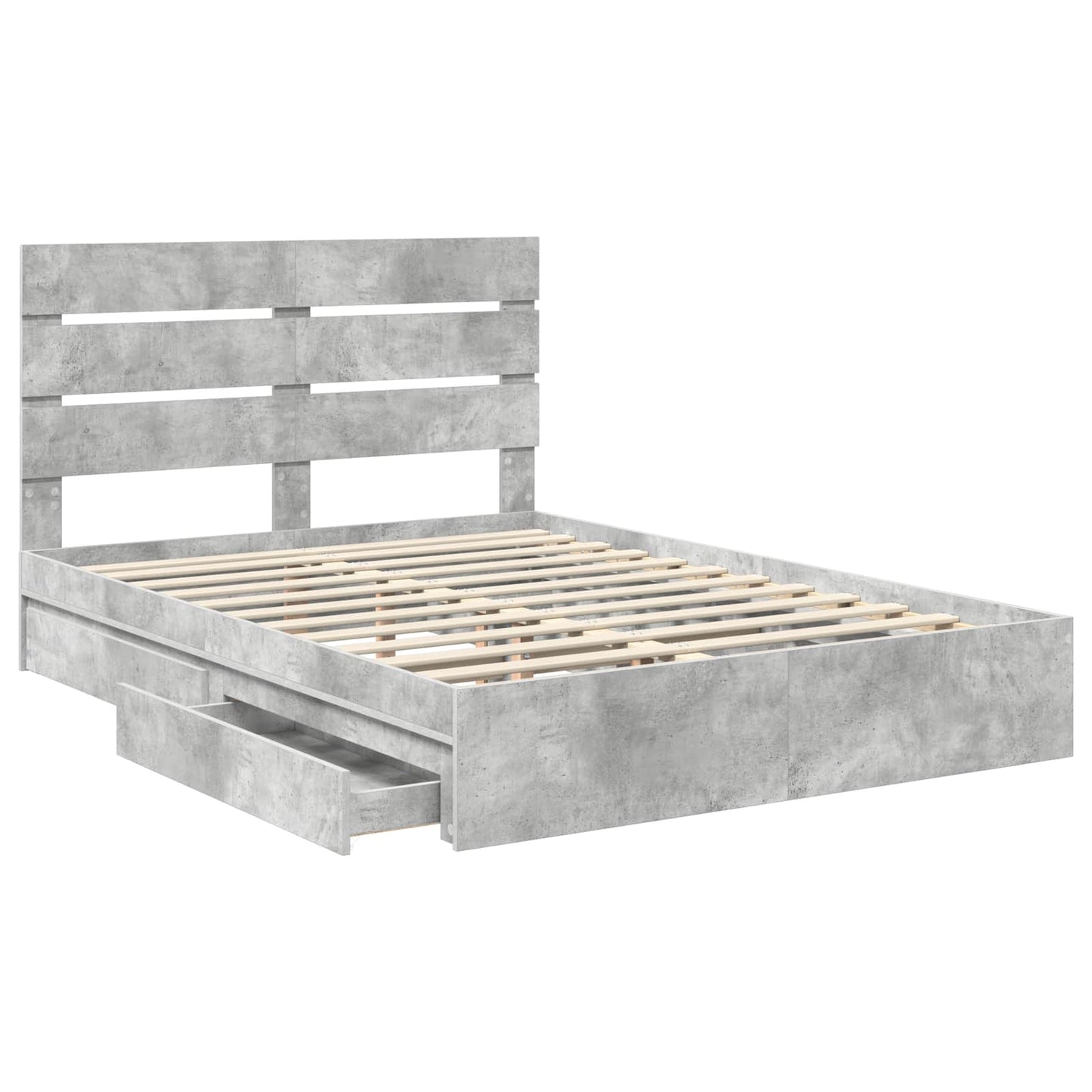 Storage Bed Concrete Grey 150 x 200 cm Engineered Wood