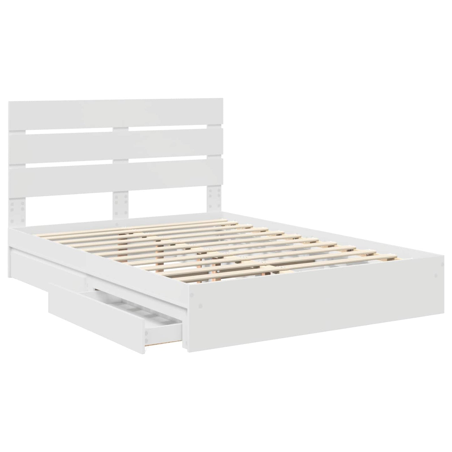 Storage Bed with Headboard White 140 x 200 cm Engineered Wood