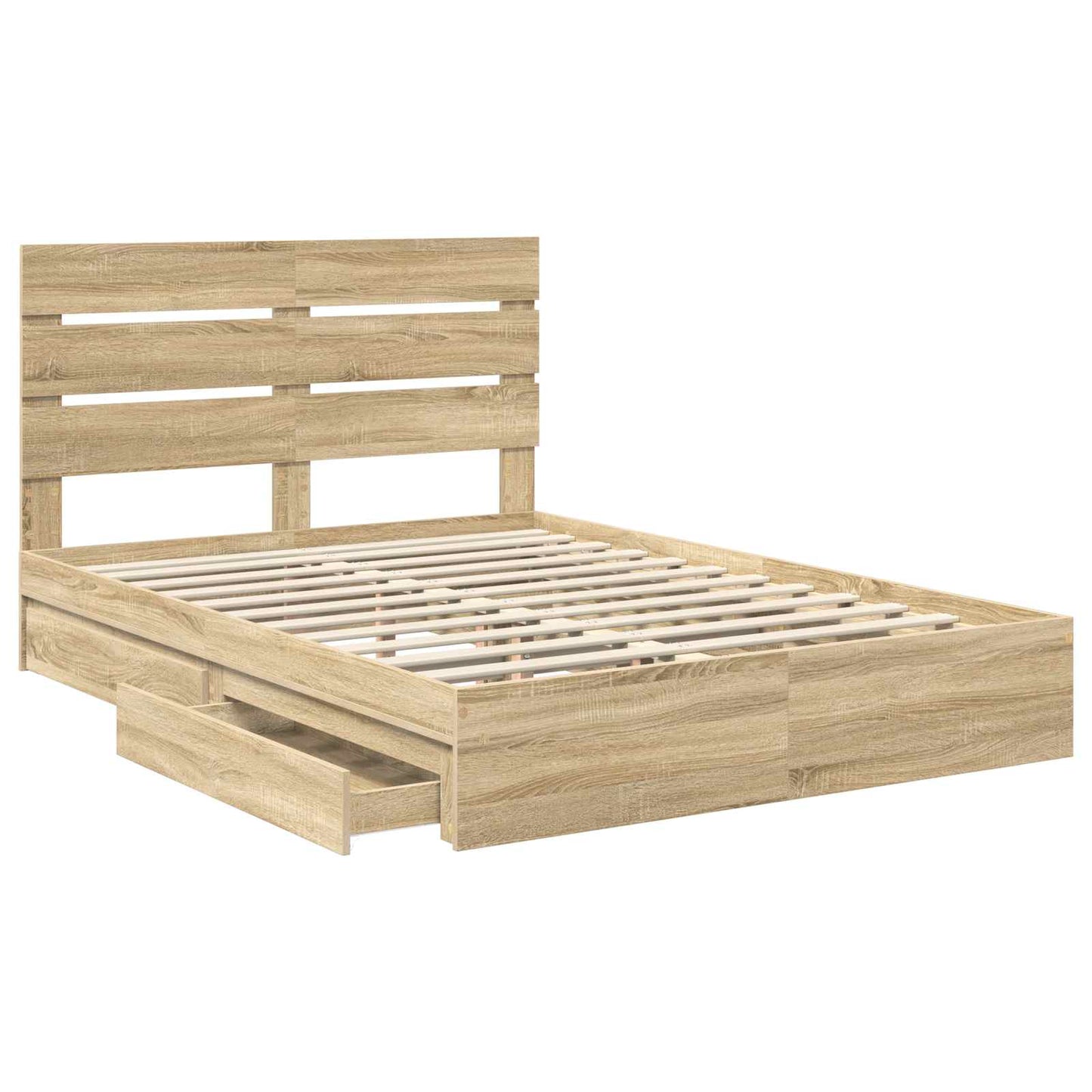 Storage Bed with Drawer Sonoma Oak 140 x 200 cm Engineered Wood