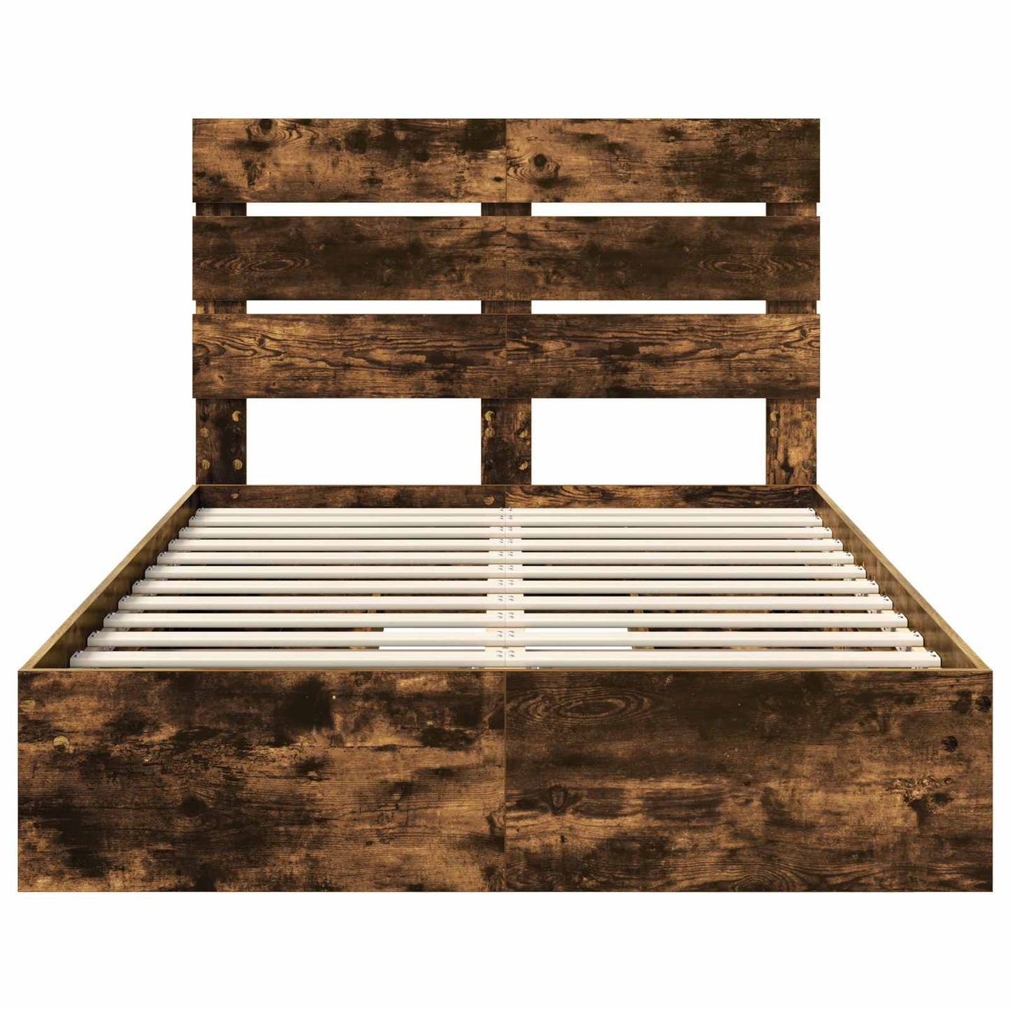 Storage Bed with Drawer Smoked Oak 135 x 190 cm Engineered Wood
