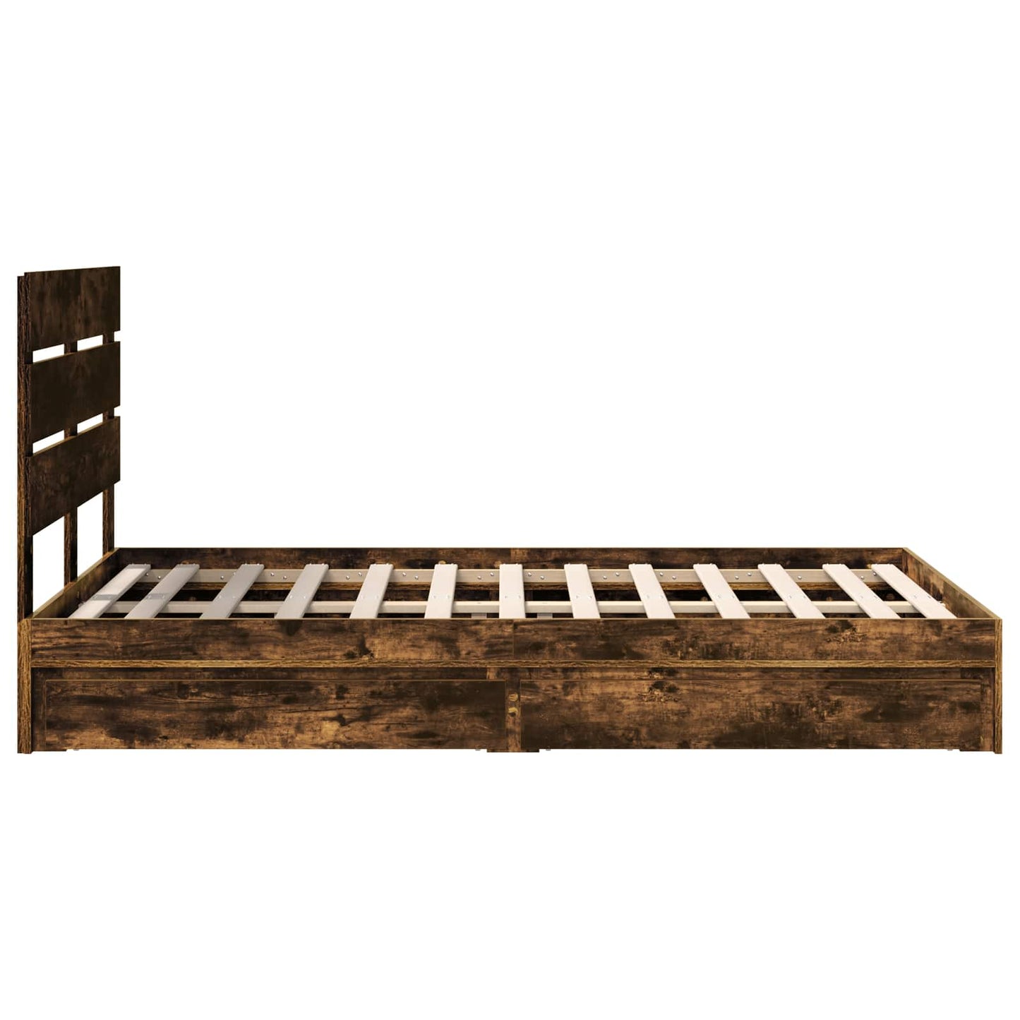 Storage Bed with Drawer Smoked Oak 135 x 190 cm Engineered Wood