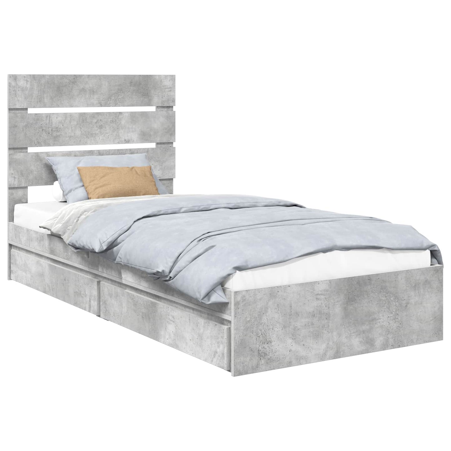 Storage Bed Concrete Grey 100 x 200 cm Engineered Wood