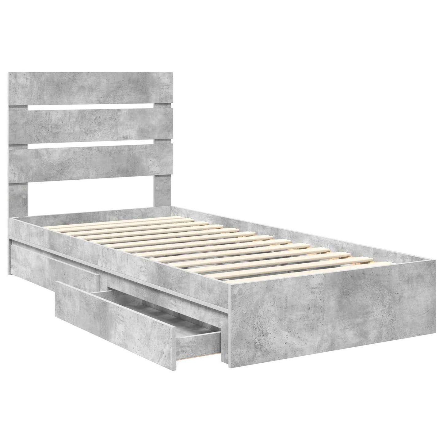 Storage Bed Concrete Grey 100 x 200 cm Engineered Wood