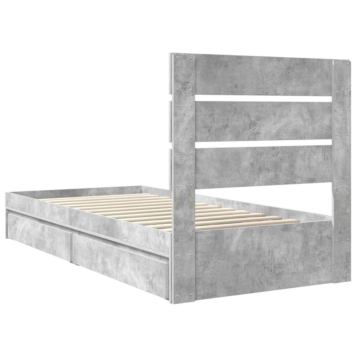 Storage Bed Concrete Grey 100 x 200 cm Engineered Wood
