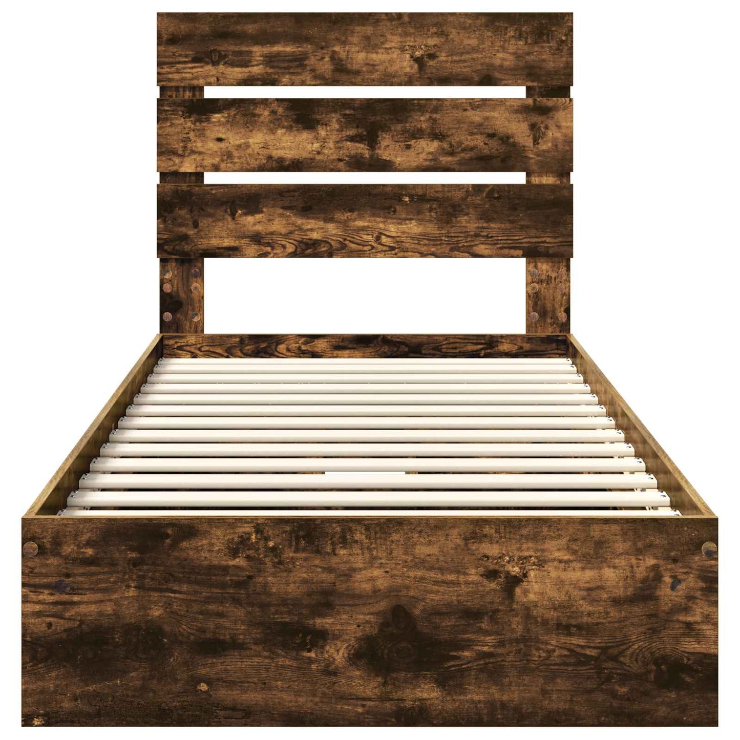Storage Bed with Drawer Smoked Oak 100 x 200 cm Engineered Wood