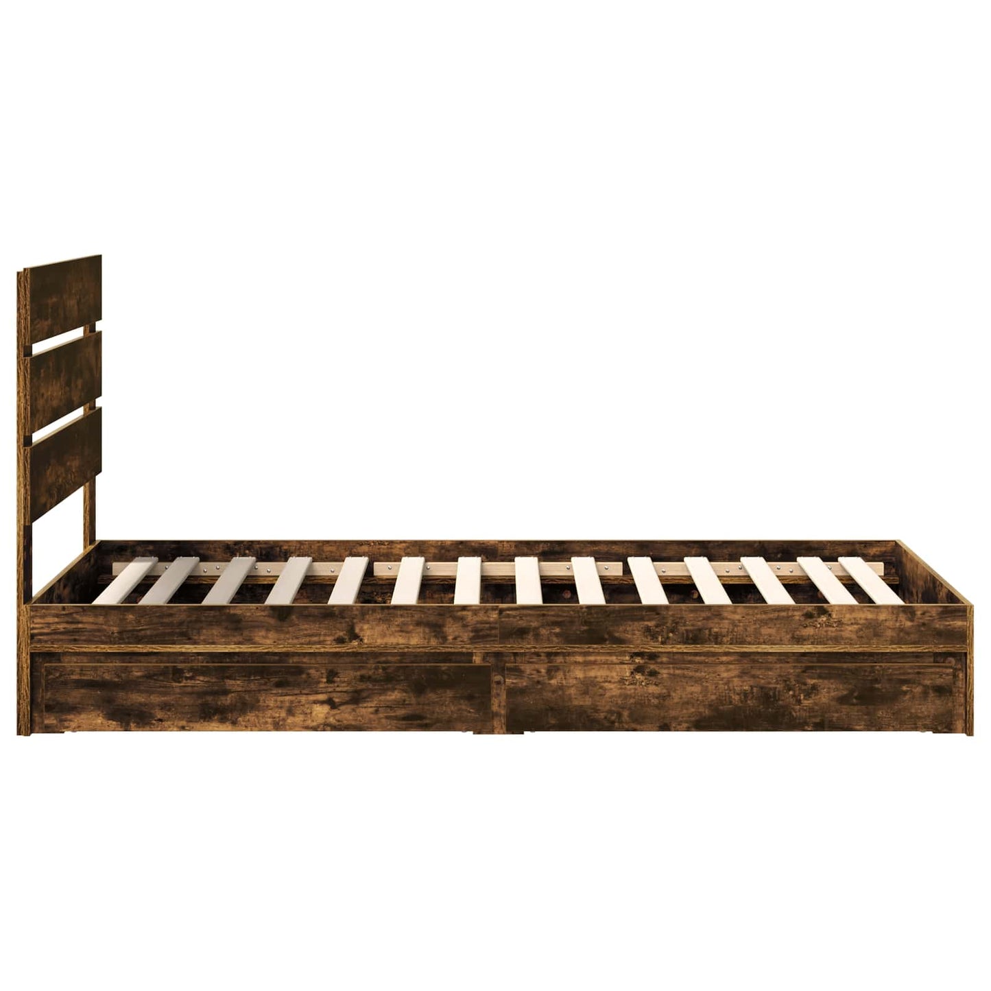 Storage Bed with Drawer Smoked Oak 100 x 200 cm Engineered Wood