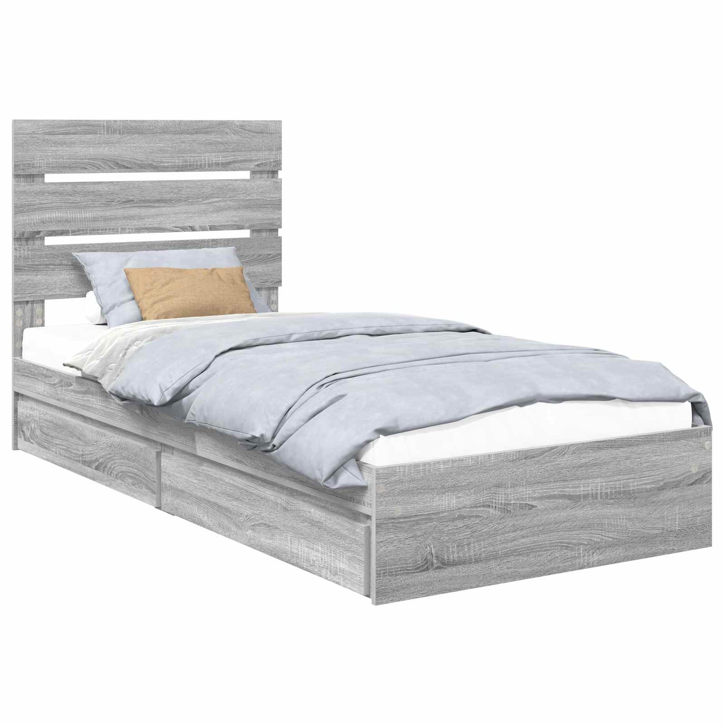 Storage Bed Grey Sonoma 100 x 200 cm Engineered Wood