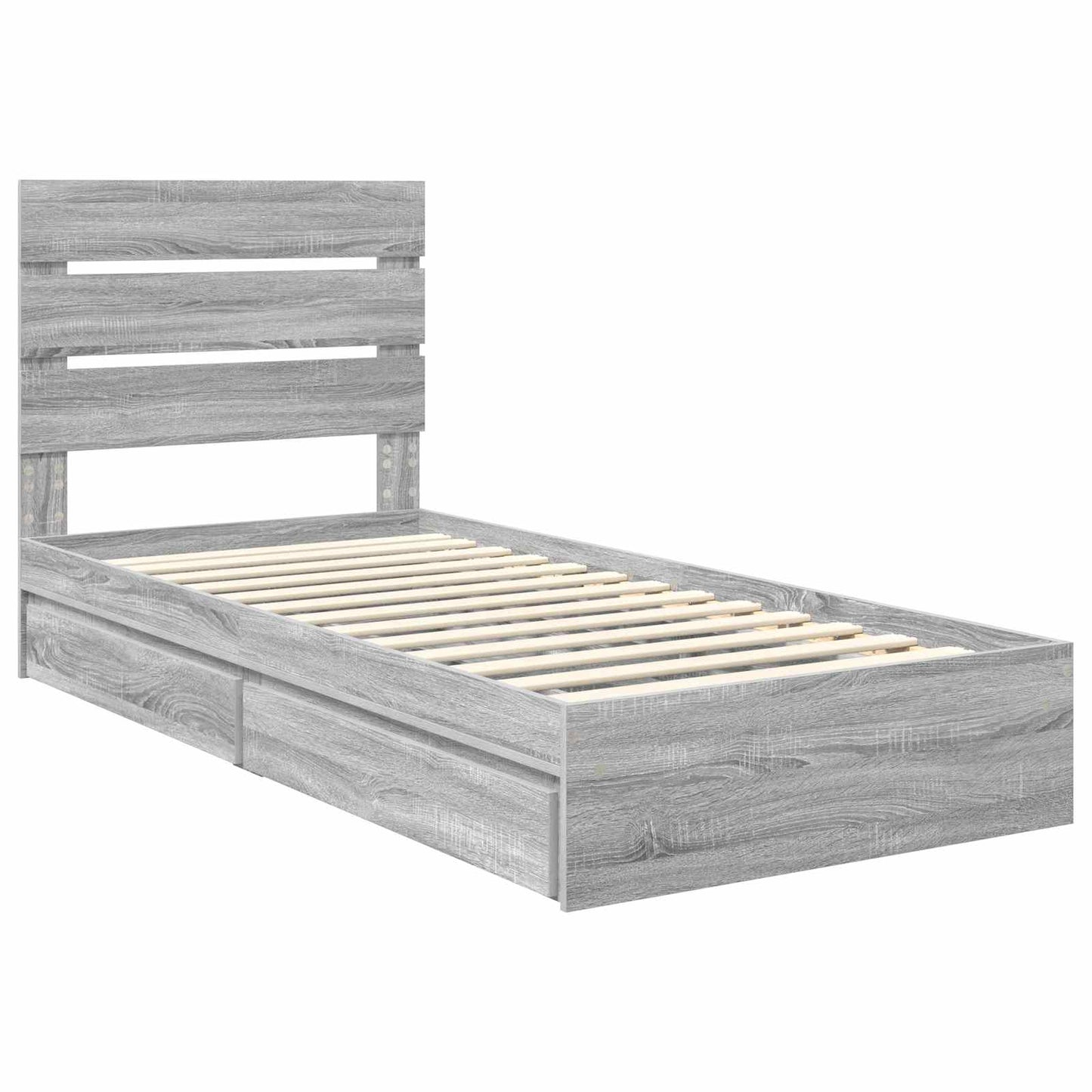 Storage Bed Grey Sonoma 100 x 200 cm Engineered Wood