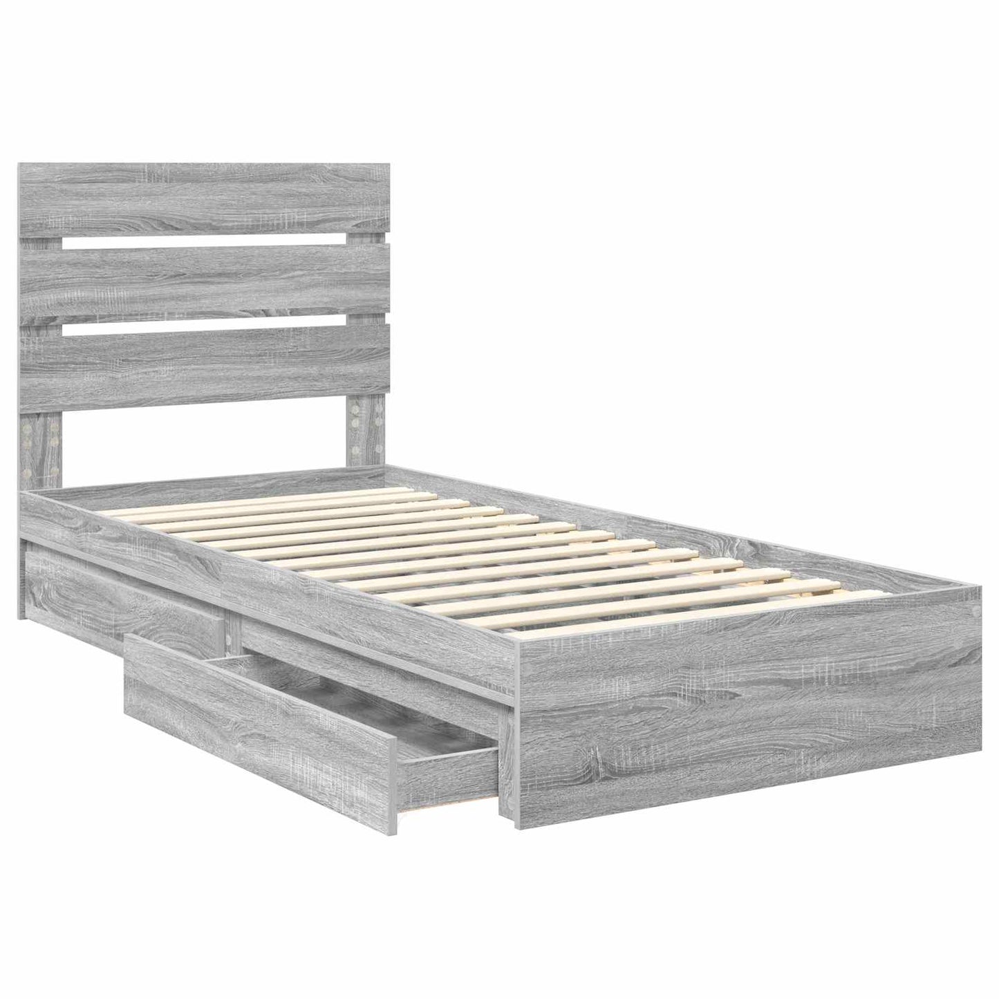 Storage Bed Grey Sonoma 100 x 200 cm Engineered Wood