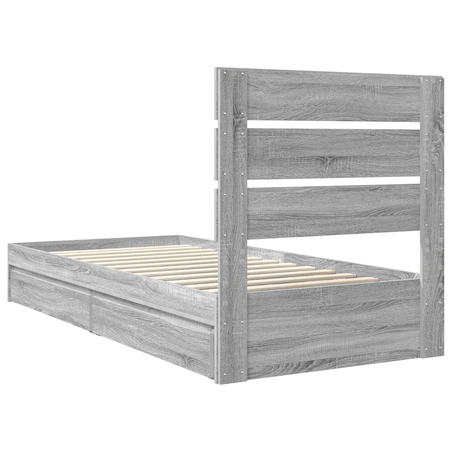 Storage Bed Grey Sonoma 100 x 200 cm Engineered Wood