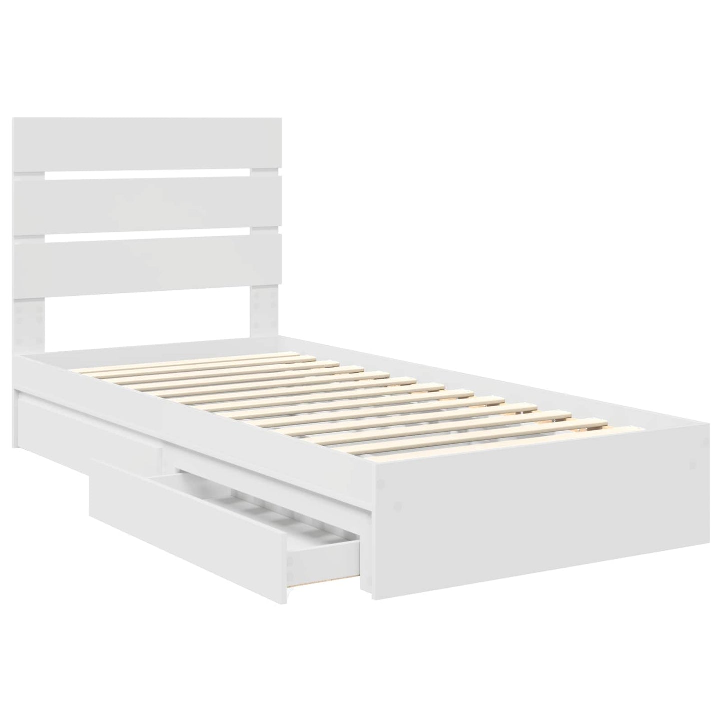 Storage Bed with Headboard White 90 x 200 cm Engineered Wood