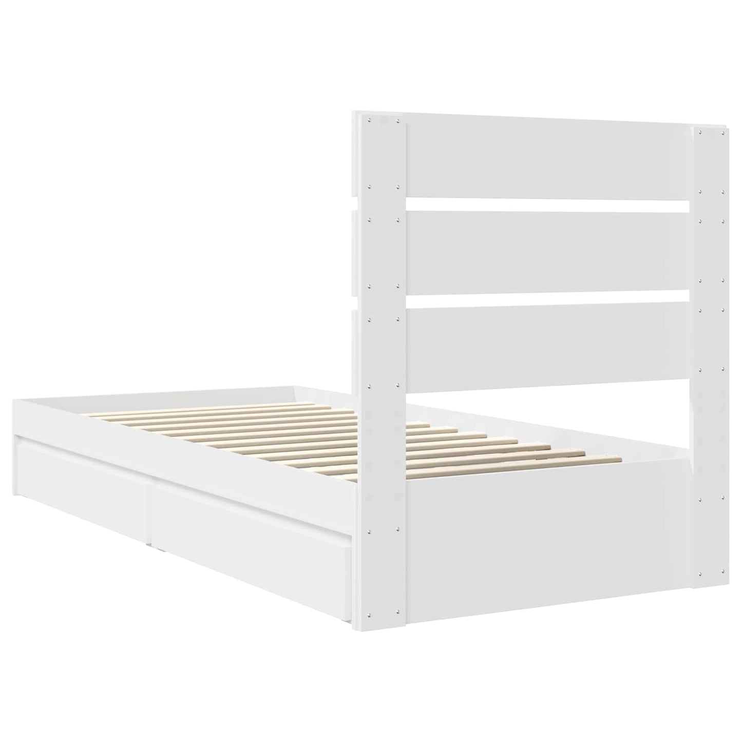 Storage Bed with Headboard White 90 x 200 cm Engineered Wood