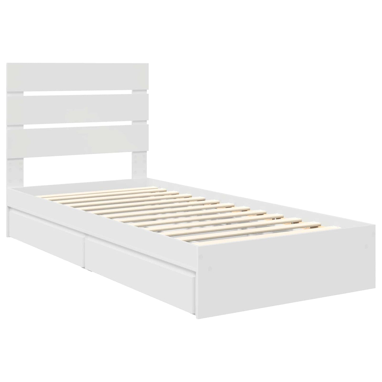 Storage Bed with Headboard White 70 x 190 cm Engineered Wood